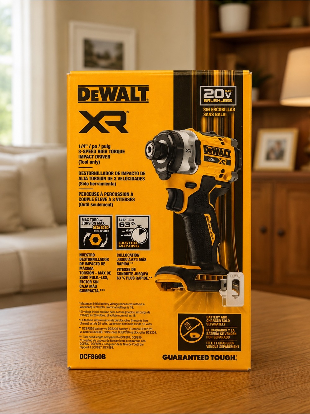 DEWALT Yellow XR 20V Brushless Impact Driver (DCF860B)
